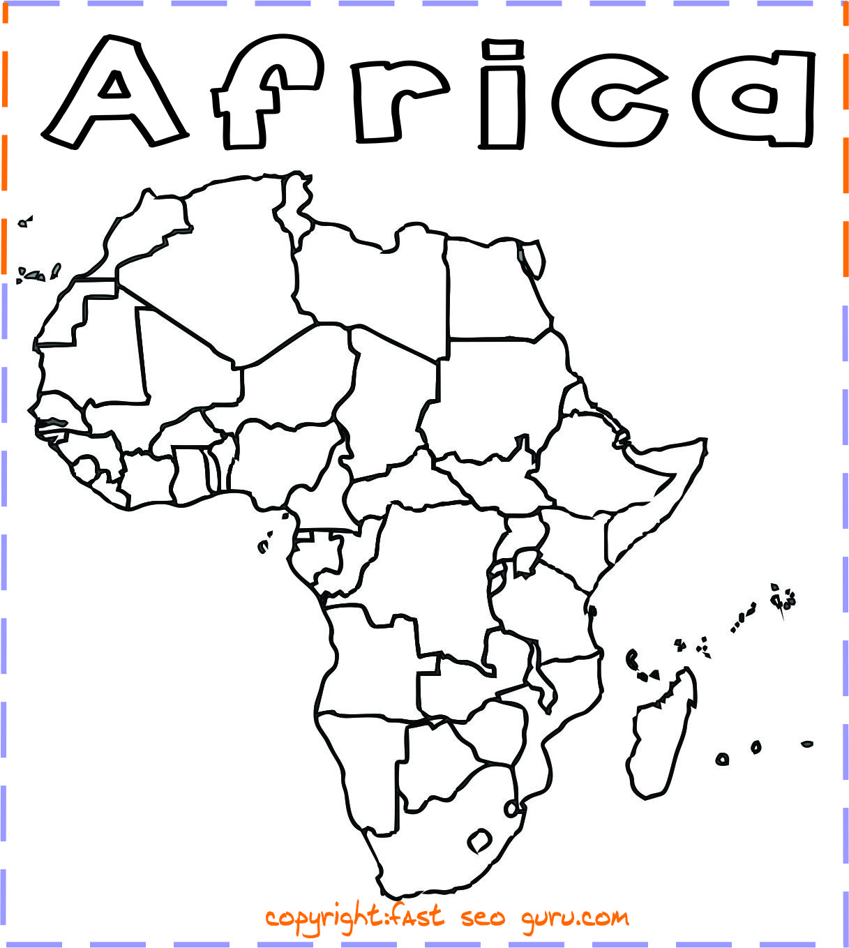 Printable africa map coloring page